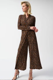 Joseph Ribkoff Leo Print V-Neck Jumpsuit