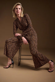 Joseph Ribkoff Leo Print V-Neck Jumpsuit