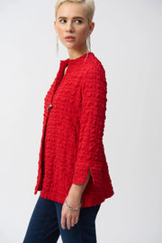 Joseph Ribkoff Bubble Jacquard Jacket Radiant Red