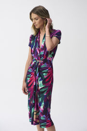 Joseph Ribkoff Floral V-Neck Wrap Dress Multi