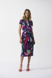 Joseph Ribkoff Floral V-Neck Wrap Dress Multi