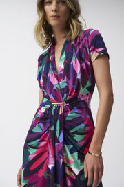 Joseph Ribkoff Floral V-Neck Wrap Dress Multi