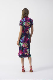 Joseph Ribkoff Floral V-Neck Wrap Dress Multi