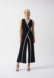 Joseph Ribkoff Sleeveless V-Neck Jumpsuit Midnight Blue/Vanilla