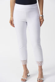 Joseph Ribkoff High Waist Embroidered Trouser White