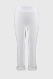 Joseph Ribkoff High Waist Embroidered Trouser White