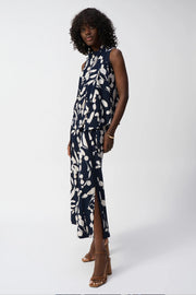 Joseph Ribkoff Knit Abstract Print Top Midnight Blue/Beige