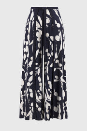 Joseph Ribkoff Floral Abstract Print Trouser Midnight Blue/Beige