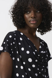 Joseph Ribkoff Polka Dot Print Top Black/Vanilla