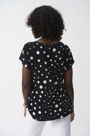 Joseph Ribkoff Polka Dot Print Top Black/Vanilla