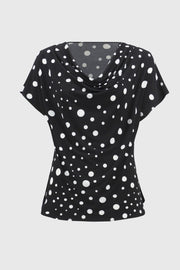 Joseph Ribkoff Polka Dot Print Top Black/Vanilla