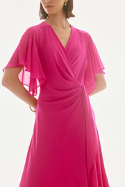 Joseph Ribkoff Flutter Sleeve Wrap Dress Geranium