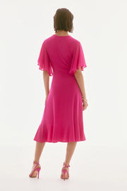 Joseph Ribkoff Flutter Sleeve Wrap Dress Geranium