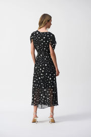 Joseph Ribkoff Chiffon Polka Dot Print Wrap Dress