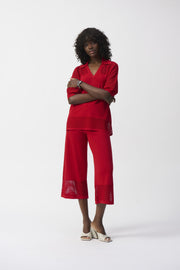 Joseph Ribkoff Cropped Wide Leg Trouser Radiant Red