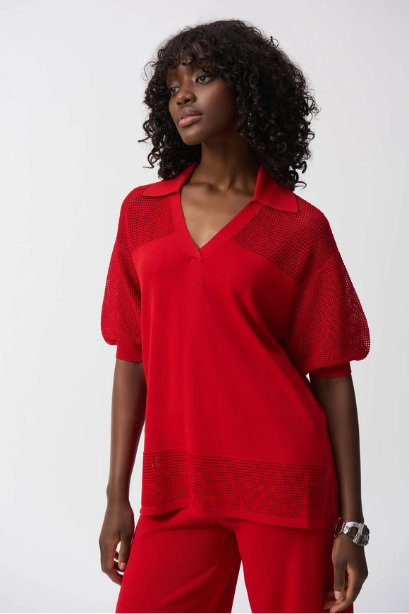 Joseph Ribkoff Knit V-Neck Pullover Radiant Red