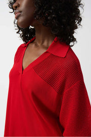 Joseph Ribkoff Knit V-Neck Pullover Radiant Red