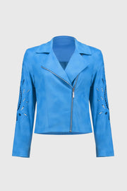 Joseph Ribkoff Faux Suede Jacket Coastal Blue