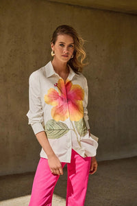 Joseph Ribkoff Embroidered Flower Shirt Vanilla Multi