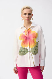 Joseph Ribkoff Embroidered Flower Shirt Vanilla Multi