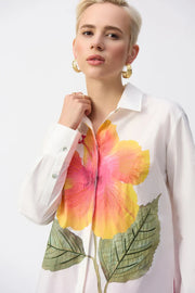 Joseph Ribkoff Embroidered Flower Shirt Vanilla Multi