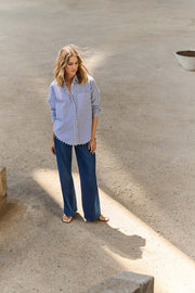 Joseph Ribkoff High Waist Wide Leg Denim Blue Jeans