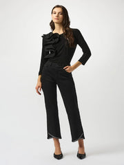 Joseph Ribkoff Ruffled Crew Neck Top Black