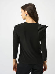 Joseph Ribkoff Ruffled Crew Neck Top Black