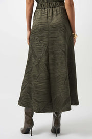 Joseph Ribkoff Pleated Satin Flared Skirt Avocado