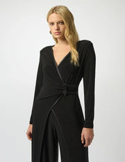 Joseph Ribkoff Black Jumpsuit With Leatherette Trim