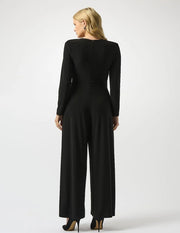 Joseph Ribkoff Black Jumpsuit With Leatherette Trim