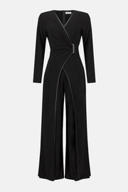 Joseph Ribkoff Black Jumpsuit With Leatherette Trim