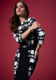 Joseph Ribkoff Jacquard Check Dress Black/Cream