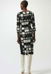 Joseph Ribkoff Jacquard Check Dress Black/Cream