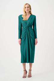 Joseph Ribkoff Draped V-neck Sheath Dress Opulent Green