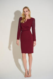 Joseph Ribkoff Crepe Sheath Dress Merlot