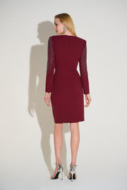 Joseph Ribkoff Crepe Sheath Dress Merlot