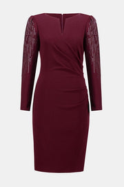 Joseph Ribkoff Crepe Sheath Dress Merlot
