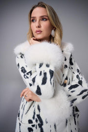 Joseph Ribkoff Coat With Faux Fur Trim Winter White/Black
