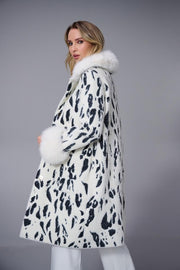 Joseph Ribkoff Coat With Faux Fur Trim Winter White/Black