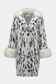 Joseph Ribkoff Coat With Faux Fur Trim Winter White/Black