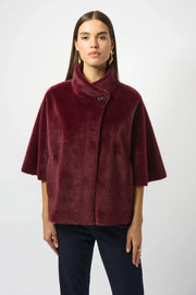Joseph Ribkoff Faux Fur Jacket Merlot