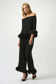 Joseph Ribkoff Off-Shoulder Pleated Top Black