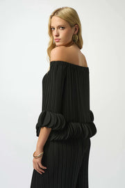 Joseph Ribkoff Off-Shoulder Pleated Top Black
