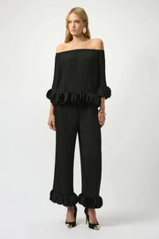 Joseph Ribkoff Pleated Wide Leg Pants Black