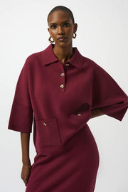 Joseph Ribkoff Knit Boxy Pullover Merlot