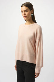 Joseph Ribkoff Crew Neck Knit Sweater Rose