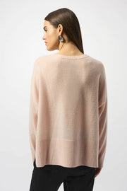 Joseph Ribkoff Crew Neck Knit Sweater Rose