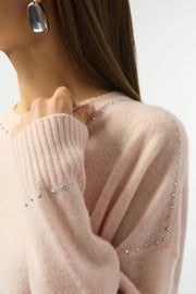 Joseph Ribkoff Crew Neck Knit Sweater Rose