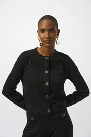 Joseph Ribkoff Knit Crew Neck Jacket Black